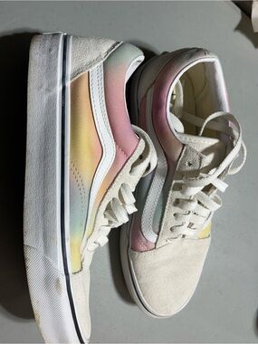 Vans Pastel Rainbow Old Skool Sneakers - White suede & Multicolor